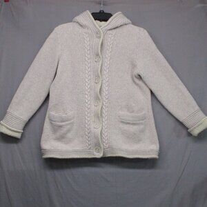 L.L. Bean Knit Winter Hoodie Jacket Wool Blend Off White Women Size | MP